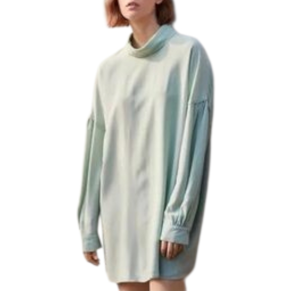 Aritzia Babaton Loose Fit Green Turtleneck Mini Dress w/ Drop Shoulder Sz M